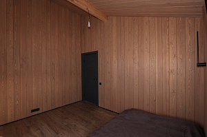 Имитация бруса из ангарской сосны с покраской лазурью Nordik Sauna от "Финкраски"