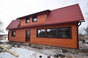 отделка фасада крашеным планкеном