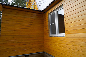 крашенный планкен на фасаде