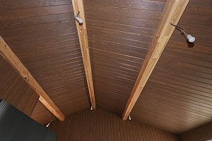 Имитация бруса из ангарской сосны с покраской лазурью Nordik Sauna от "Финкраски"