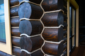 крашеный дом из бревна