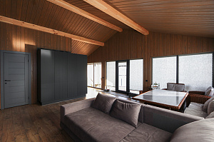 Имитация бруса из ангарской сосны с покраской лазурью Nordik Sauna от "Финкраски"