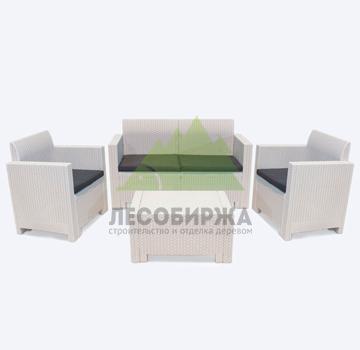 Комплект мебели NEBRASKA 2 Set (диван, 2 кресла и стол) - белый