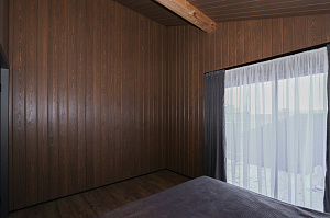 Имитация бруса из ангарской сосны с покраской лазурью Nordik Sauna от "Финкраски"