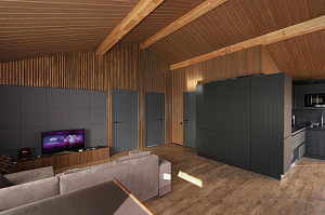 Имитация бруса из ангарской сосны с покраской лазурью Nordik Sauna от "Финкраски"