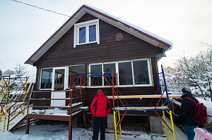 фасад бани из планкена