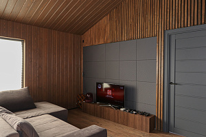 Имитация бруса из ангарской сосны с покраской лазурью Nordik Sauna от "Финкраски"