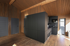 Имитация бруса из ангарской сосны с покраской лазурью Nordik Sauna от "Финкраски"