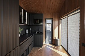 Имитация бруса из ангарской сосны с покраской лазурью Nordik Sauna от "Финкраски"