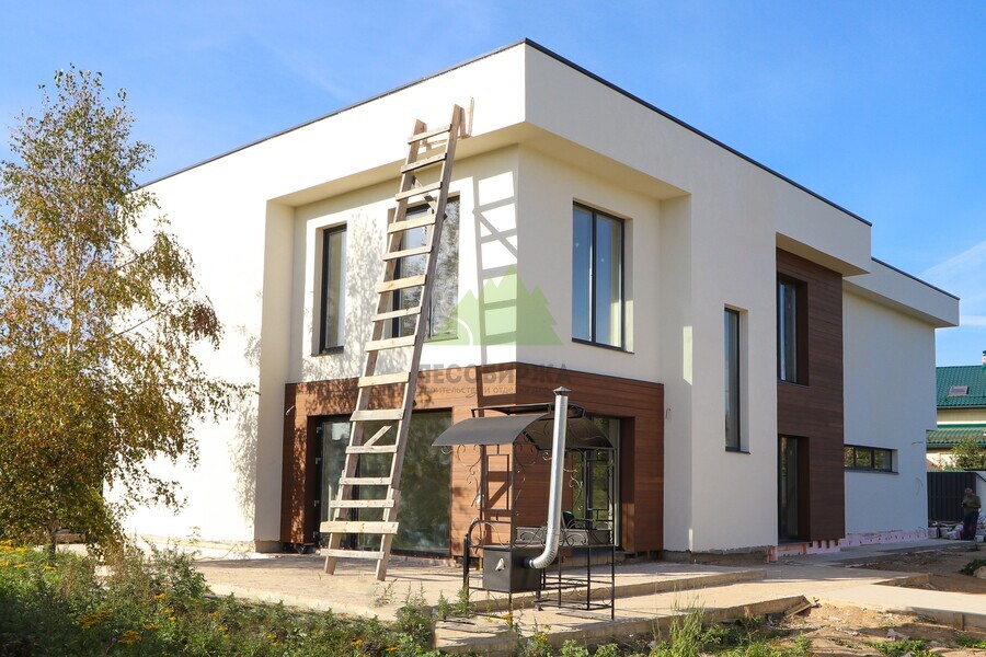 Комбинированный фасад: штукатурка и термопланкен Штукатурный фасад