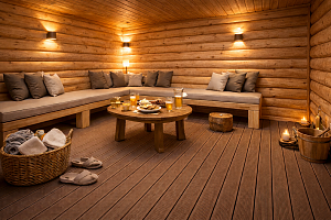 Рекомендации по выбору и установке террасной доски ДПК в бане или сауне